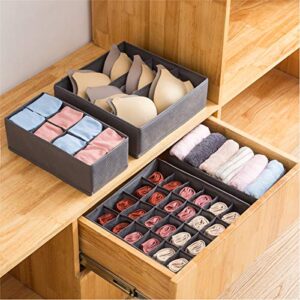 Qozary 4 Pack Foldable Drawer Organizers, Sock and Underwear Drawer Organizer Clothes, Desk Closet Fabric Organizer and Storage Drawer Dividers for Dresser Panties Underwear Bra Socks (Gray)