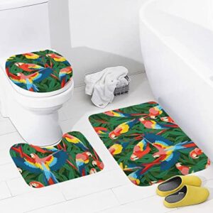 Parrot Bath Mat Set, Soft Comfortable Bathroom Rugs for 3 Pieces, Non-Slip Toilet Mats, Easier to Dry for Floor Mats 15.7"x23.6"