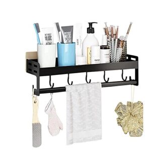 fvrtft bathroom shelf black shower shelves no drilling shower rack with hook self adhesive wall mounted space aluminum for kitchen toilet-b1 tier 40cm