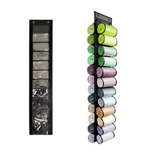 Legging Storage Bag,Foldable Leggings Organizer,Clothes Closets Roll Holder,Storage Hanger Can Holds 24 Leggings or Shirts Jeans Compartment Storage Hanger (Black)