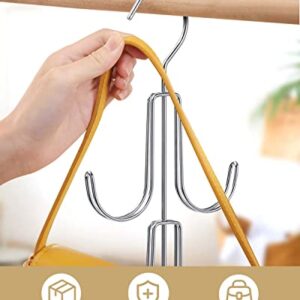 2Pack Purse Hanger Organizer for Closet Handbag Silver Metal Holder, Hanging Closet Organization Storage Scarves, Men's Ties, Women's Shawls, Backpacks, Belts, Accessories, Clothes (Silver)