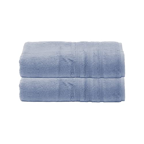 Mosobam 700 GSM Hotel Luxury Bamboo Viscose-Cotton, Bath Towels 30X58, Allure Blue, Set of 2, Oversized Turkish Towels