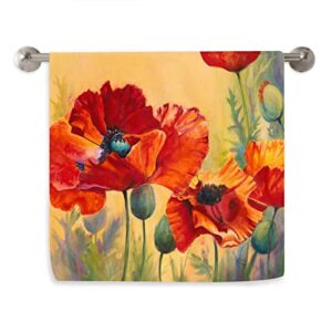 vunko watercolor poppy kitchen dish towel soft highly absorbent hand towel home decorative multipurpose for bathroom hotel gym and spa 15.7 x 27.5 inches