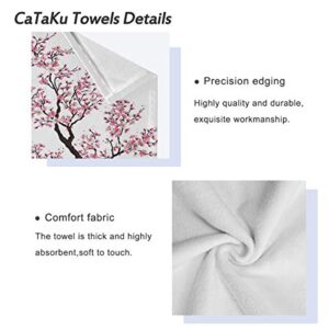 CaTaKu Towels Set 3-Piece, Poppy Towel Bathroom Sets, 1 Bath Towel, 1 Washcloth, 1Hand Towel, Pink Flower Towel Set of 3 Soft Multifuntion for Home Kitchen Hotel Gym Swim Spa.