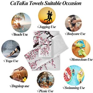CaTaKu Towels Set 3-Piece, Poppy Towel Bathroom Sets, 1 Bath Towel, 1 Washcloth, 1Hand Towel, Pink Flower Towel Set of 3 Soft Multifuntion for Home Kitchen Hotel Gym Swim Spa.