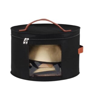 hat box,hat storage box,stackable round brim hats organizer bag container for closet,travel hat boxes for women&men,collapsible cowboy hat organizer,stuffed animal toy storage,foldable round travel cap black boxes with dustproof lid
