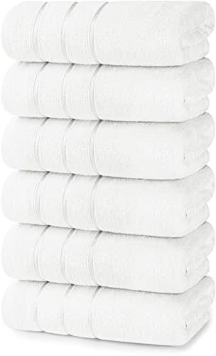 Utopia Towels - 6 Pack Viscose Hand Towels Set, (16 x 28 inches) 100% Ring Spun Cotton, Ultra Soft and Highly Absorbent 600GSM Towels for Bathroom, Gym, Shower, Hotel, and Spa (White)