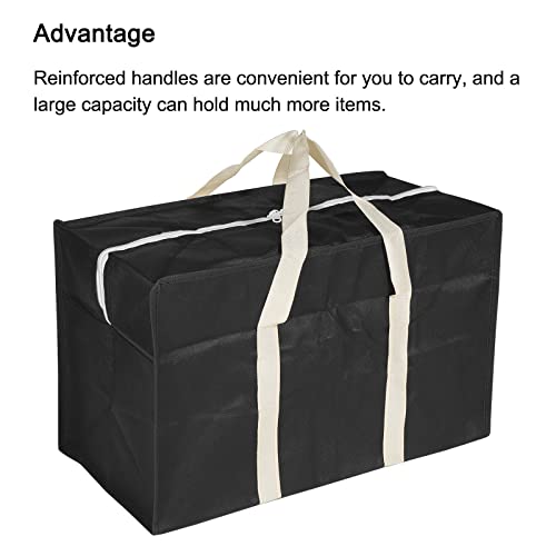 PATIKIL Closet Storage Bags, 19.7'' Length Clothes Blanket Organizer Foldable Bag with Carrying Handles for Bedding Clothing, Black