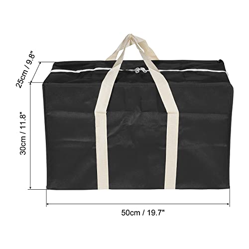 PATIKIL Closet Storage Bags, 19.7'' Length Clothes Blanket Organizer Foldable Bag with Carrying Handles for Bedding Clothing, Black