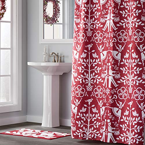 SKL Home Vern Yip Christmas Carol Shower Curtain, 70 x 72 Inches, Red