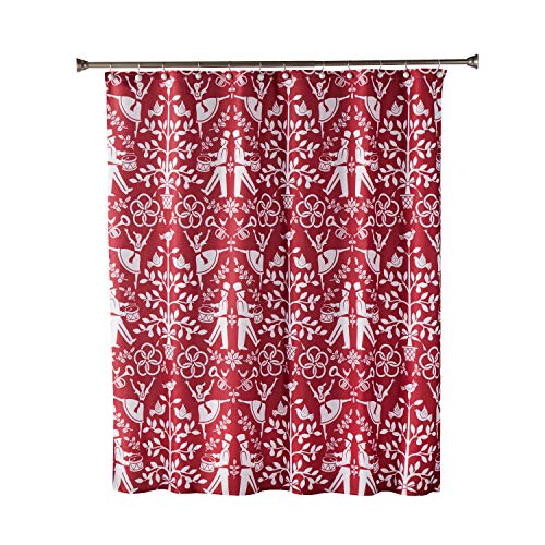 SKL Home Vern Yip Christmas Carol Shower Curtain, 70 x 72 Inches, Red