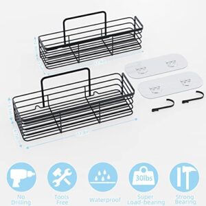 AIAIWAN 2 Pack Shower Caddy, Shower Caddy Shelf with Hooks Storage Rack Organizer Adhesive Stainless Steel Without Drilling for Bathroom, Dorm and Kitchen