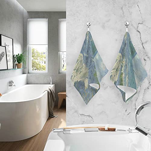 Van Gogh Sailboat Hand Towels Set of 2, Highly Absorbent Soft Cotton Face Towels Bathroom Decorative Towel for Beach Gym Spa Shower, 16x28In