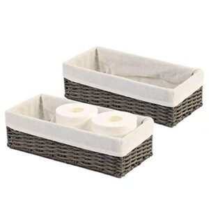 hosroome bathroom wicker baskets for organizing toilet paper basket storage basket for toilet tank top decorative basket for closet, bedroom, bathroom, entryway, office(set of 2,grey)