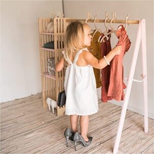 EWART WOODS Children wardrobe wood clothing rack clothes closet kids dress up storage toddler wardrobe montessori room furniture (Ivory white Wardrobe)