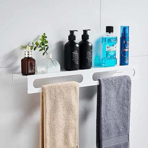 FVRTFT Shower Rack with Towel Rack Bath Caddy Self Adhesive Bath Shelf Without Drilling Wall Mounted Space Aluminum for toilets bathrooms-White_600mm