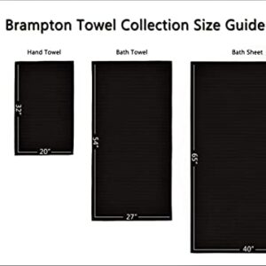 Classic Turkish Towels - Luxury Ribbed Towel Set for Bathroom, 100% Turkish Cotton, Quick Dry, Soft and Absorbent Bath, Hand, and Fingertip Towels, Brampton Collection - 6-Piece Set (Black)