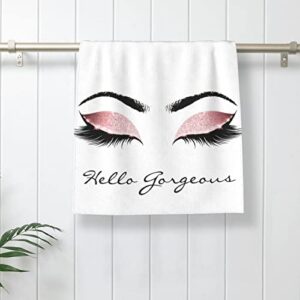 soft absorbent hand towel gorgeous eyelashes bathroom decor multipurpose fingertip towels for guests, hand, face, gym and spa, yoga all season-27.5 x 16 inches