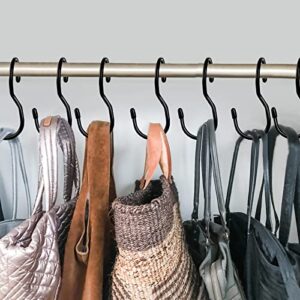 12 Pack Purse Hanger for Closet,Unique Twist Design Bag Hanger Purse Hooks, Large Size Closet Rod Hooks for Hanging Bags, Purses, Handbags, Belts, Scarves, Hats,Clothes, Pans and Pots (Black)