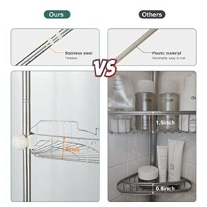 shower caddy corner organizer for bathroom,caddy shelves cirner storage bathtub shampoo holder rack with rustproof stainless tension pole 4-tier adjustable stand on floor 100-130 inches height