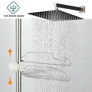 shower caddy corner organizer for bathroom,caddy shelves cirner storage bathtub shampoo holder rack with rustproof stainless tension pole 4-tier adjustable stand on floor 100-130 inches height