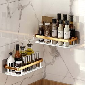 FVRTFT Bathroom Shelves No Drilling Shower Shelves Anti Rust Shower Rack Self Adhesive Wall Mounted Space Aluminum For Restroom Toilet,gold,2 Tier