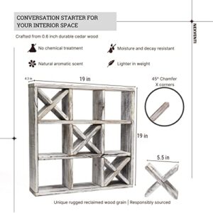 Tic Tac Toe Toilet Paper Holder | Rustic Wall Mounted Floating Hanging or Freestanding Storage Wooden Shelf | Over The Toilet Roll Storage Rack Organizer | Bathroom Vintage Decor (Farmhouse White)