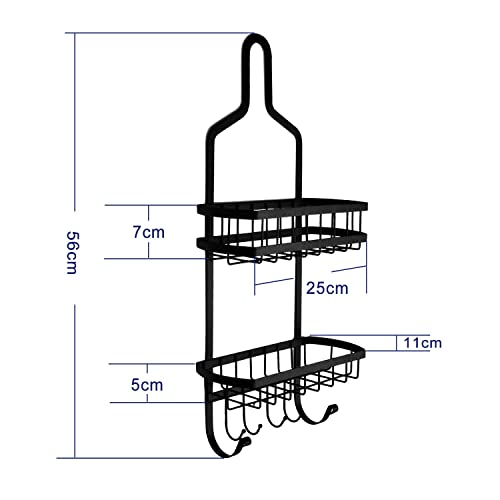 R FLORY 2 Tier Shower Caddy Over Showerhead Rustproof Shelf Rack Loofahs Showerhead Hanging Shower Shelves Full Metal Storage Bathroom Organizer Shower Accessories