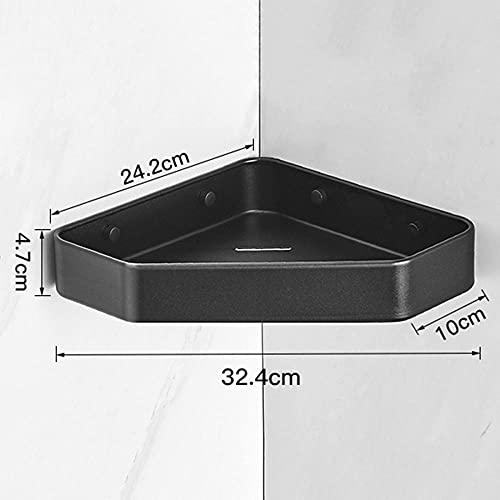 FVRTFT Shower Shelves Wall Mounted Shower Rack Corner Shower Shelf No Drilling Self Adhesive Space Aluminum for Kitchen Bathroom-Black_1 Story