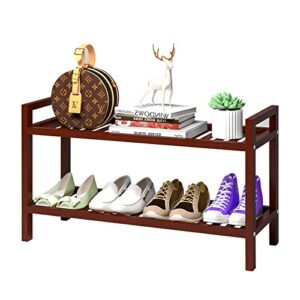 zrwd wood shoe rack, 2 tier stackable shoe rack, small shoe rack storage organizer for closet, entryway, hallway, living room, balcony
