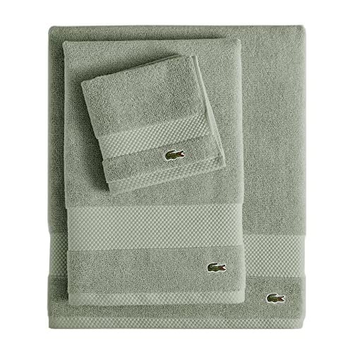 Lacoste Heritage Supima Cotton Hand Towel, Aloe, 16" x 30"