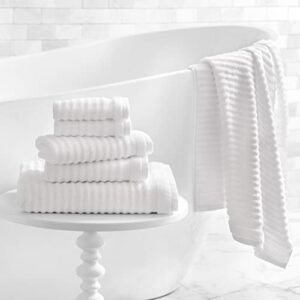 martha stewart textured 100% cotton bath towels set - 6 piece set | 2 bath towels - 2 hand towels - 2 washcloths| quick dry towels | plush towels | absorbent | ideal for everyday use | white towels