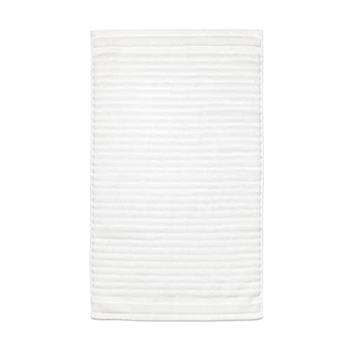 MARTHA STEWART Textured 100% Cotton Bath Towels Set - 6 Piece Set | 2 Bath Towels - 2 Hand Towels - 2 Washcloths| Quick Dry Towels | Plush Towels | Absorbent | Ideal For Everyday Use | White Towels