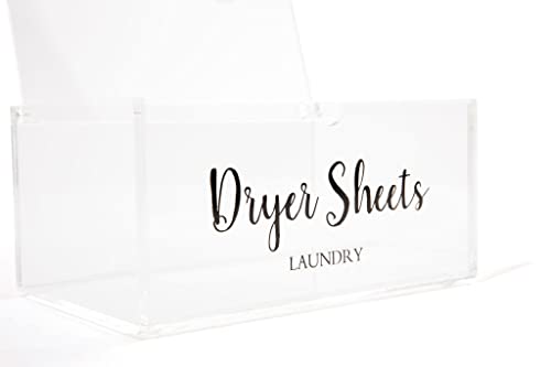 HappyPals Clear Acrylic Dryer Sheet Holder, Laundry Room Organizer, Clear Acrylic Box with lid, Clear Dryer Sheet Dispenser, Clear Acrylic Container
