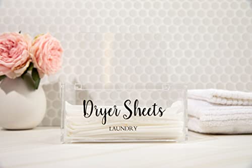 HappyPals Clear Acrylic Dryer Sheet Holder, Laundry Room Organizer, Clear Acrylic Box with lid, Clear Dryer Sheet Dispenser, Clear Acrylic Container