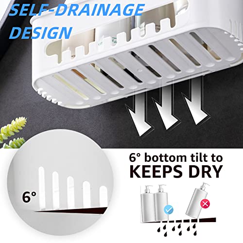 VELMADE Shower Caddy, Shower Shelves 5 Pack, Suction Cup Shower Caddy with 4 Strong Suction Cup Hooks, No Drilling Shower Organizer with Large Capacity, Heavy Duty Wall Mounted Removable, White