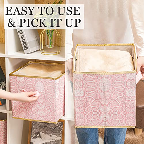 DAMAHOME Storage Bins 11Inch Set of 6 | Over Door Hanging Organizer for Home Pink