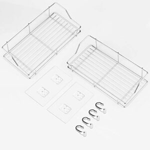 2-Pack 9" Rustproof Stainless Steel Shower Caddy, Adhesive Bathroom Wall Mounted Storage Accessories Shower Shelf Organizer, Chrome