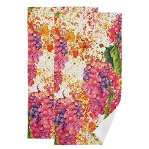 set of 2 premium polyester cotton hand towels vintage wine grape, highly absorbent,28.3 x 14.4in(227vb1a)