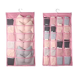 zayow 36 pockets closet hanging organizer with mesh pockets double sided underwear panty socks storage bag with hanger