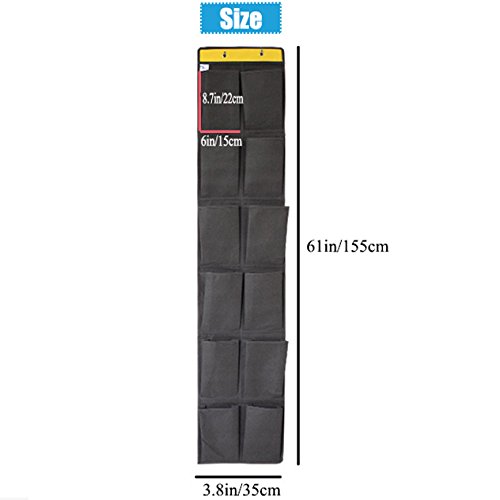 TINTON LIFE 12 Large Pockets Over the Narrow Door Shoe Organizer Heavy Duty Hanging Closet Organizer (Black)