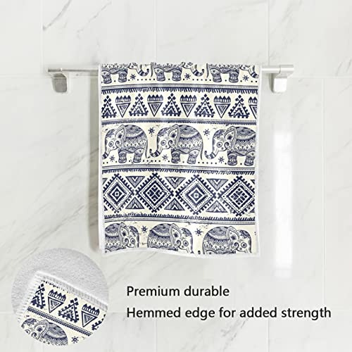 Ollabaky Vintage Ethnic Elephant Hand Towels Fingertip Towels Super Soft Breathable Absorbent Multipurpose Face Towels for Bathroom, Kitchen, Gym, Spa, Home Decoration, 30 x 15 Inch