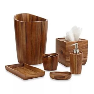 6pcs Natural Bamboo Bathroom Accessories Wooden Bathroom Accessories Set (6)