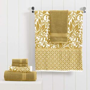 Modern Threads Trefoil Filigree 6-Piece Reversible Yarn Dyed Jacquard Towel Set - Bath Towels, Hand Towels, & Washcloths - Super Absorbent & Quick Dry - 100% Combed Cotton