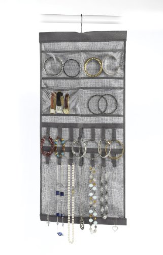 Whitmor Hanging Jewelry Organizer File Crosshatch Gray