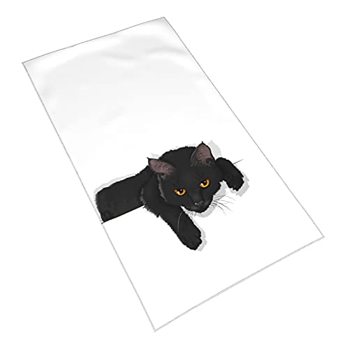 Ideolocator Black Cat Silhouette Hand Towels for Bathroom Soft Large Decorative Hand Towels Multipurpose for Bathroom, Hotel, Gym and Spa (27.5x15.7in, White) Chic Boho Exotic