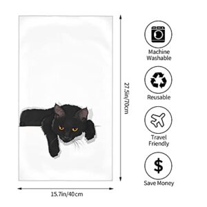 Ideolocator Black Cat Silhouette Hand Towels for Bathroom Soft Large Decorative Hand Towels Multipurpose for Bathroom, Hotel, Gym and Spa (27.5x15.7in, White) Chic Boho Exotic