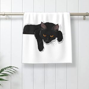 Ideolocator Black Cat Silhouette Hand Towels for Bathroom Soft Large Decorative Hand Towels Multipurpose for Bathroom, Hotel, Gym and Spa (27.5x15.7in, White) Chic Boho Exotic