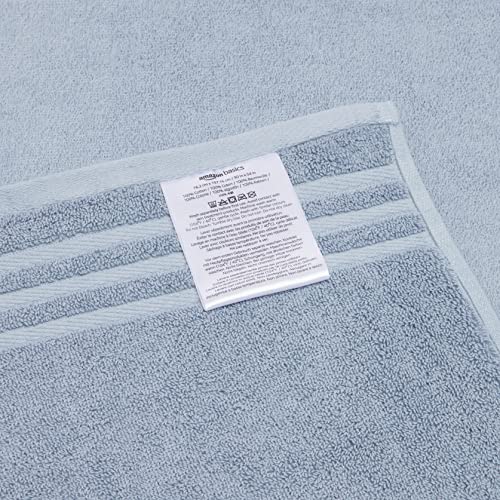 Amazon Basics Cotton Bath Towel Set, Made with 30% Recycled Cotton Content - 6-Piece, Blue