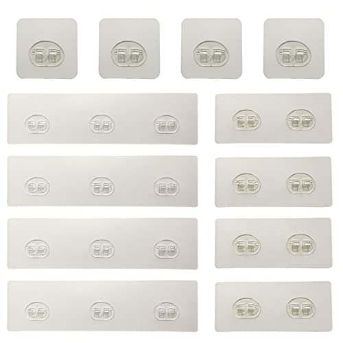 KFZDCG 12 Pack Shower Caddy Adhesive Hooks Replacement, Sticker Shelf Basket Strips Suction Hooks Waterproof Transparent Hooks, No Drilling Wall Adhesives Hook for Shower Caddy(3 Styles)